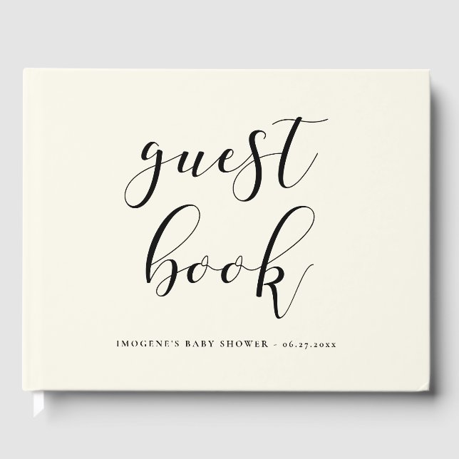 Minimalist handwritten Baby shower Guest Book (Front)