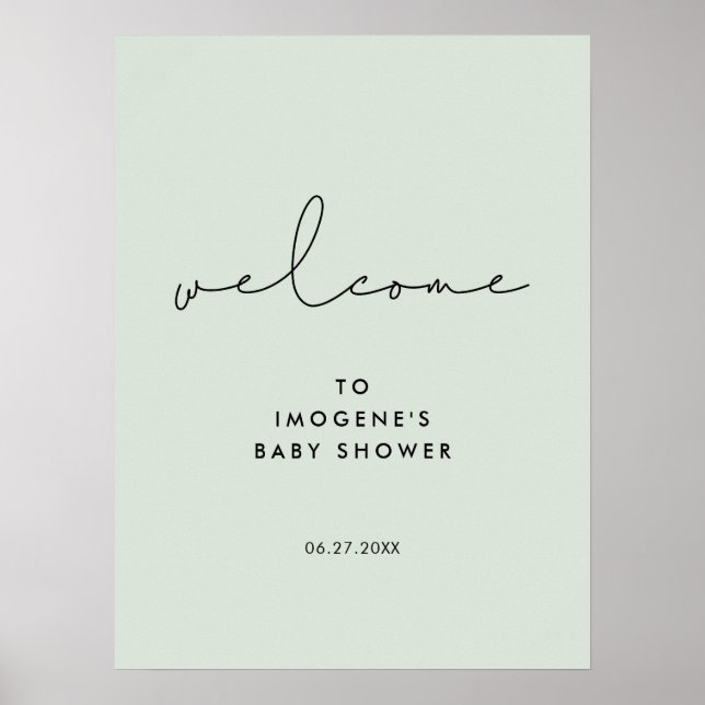 Minimalist handwritten Baby shower Welcome Poster (Front)