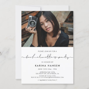 Minimalist handwritten Bachelorette Party photo Invitation