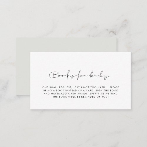 Minimalist handwritten Books for baby request card