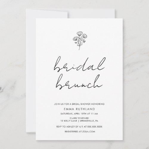 Minimalist Handwritten Bridal Shower Invitation