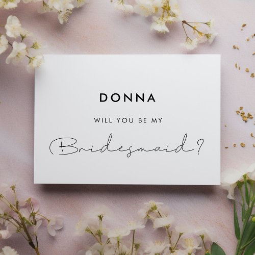 Minimalist handwritten Bridesmaid proposal card