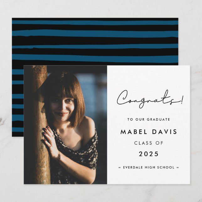 Minimalist handwritten Congratulations photo card (Front/Back)