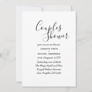 Minimalist Handwritten Couples Shower White Invitation