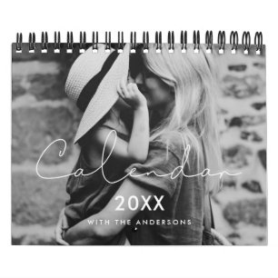 Minimalist handwritten family photo 2027 calendar