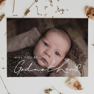 Minimalist handwritten Godmother proposal card