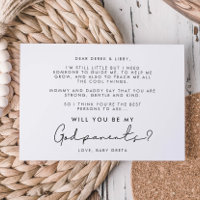 Minimalist handwritten Godparents proposal card