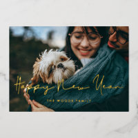 Minimalist handwritten Happy New Year photo