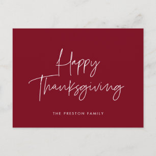Minimalist handwritten Happy Thanksgiving Postcard