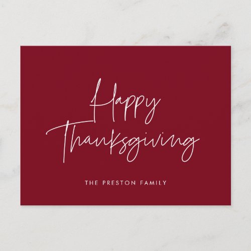 Minimalist handwritten Happy Thanksgiving Postcard