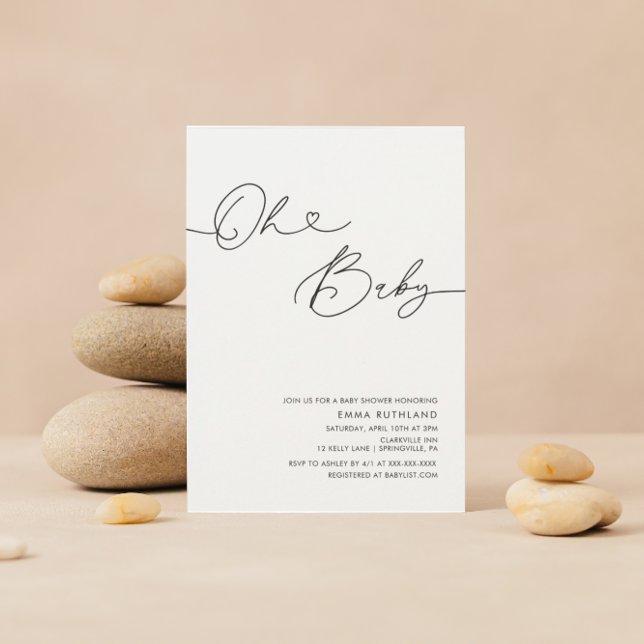 Minimalist Handwritten Heart Baby Shower Inv Invit Invitation (Creator Uploaded)