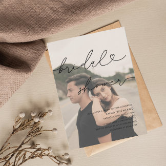 Minimalist Handwritten Heart Bridal Shower Invitation