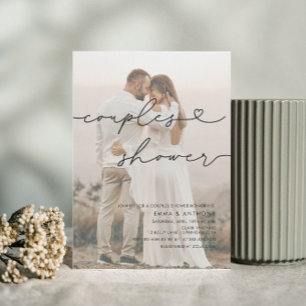 Minimalist Handwritten Heart Couples Shower Invitation