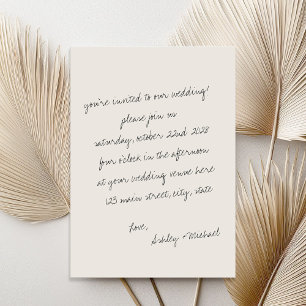 Minimalist Handwritten Letter Wedding Invitation