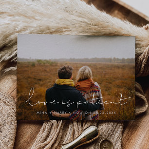 Minimalist handwritten Love is patient update Postcard