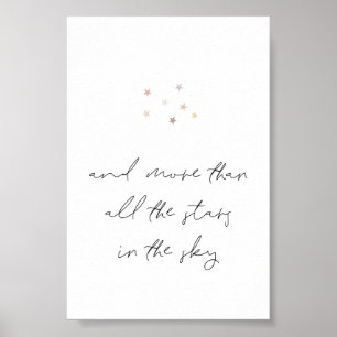 Minimalist Handwritten Love Quote Neutral Stars Poster