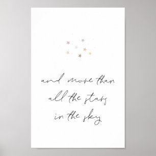 Minimalist Handwritten Love Quote Neutral Stars Poster