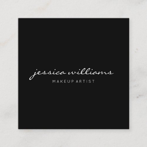 Minimalist Handwritten Modern Professional Black Square Business Card