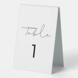 Minimalist handwritten number table tent