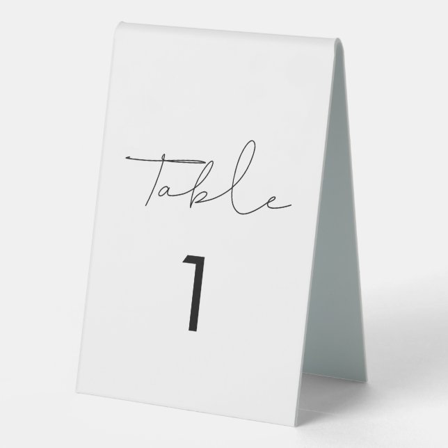 Minimalist handwritten number table tent (Back)