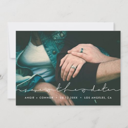 Minimalist Handwritten Photo Save The Date Card