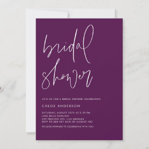 Minimalist Handwritten Purple Bridal Shower Invitation