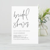 Minimalist Handwritten Script Black Bridal Shower Invitation (Standing Front)