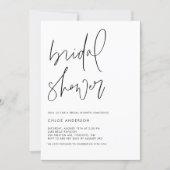 Minimalist Handwritten Script Black Bridal Shower Invitation (Front)