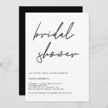 Minimalist Handwritten Script Black Bridal Shower