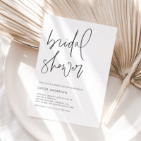 Minimalist Handwritten Script Black Bridal Shower