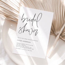 Minimalist Handwritten Script Black Bridal Shower Invitation