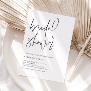 Minimalist Handwritten Script Black Bridal Shower Invitation