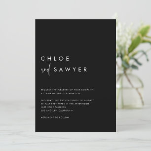 Minimalist Handwritten Script Black Modern Wedding Invitation