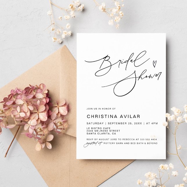 Minimalist Handwritten Script Bridal Shower Invitation (Creator Uploaded)