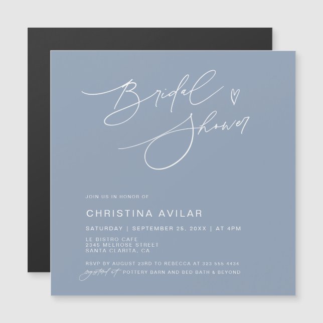 Minimalist Handwritten Script Bridal Shower Magnetic Invitation (Front/Back)