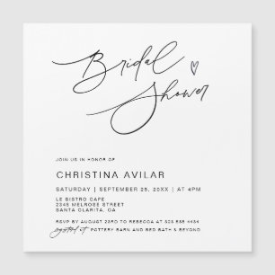 Minimalist Handwritten Script Bridal Shower Magnetic Invitation