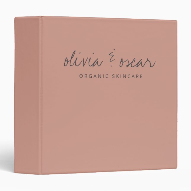 Minimalist Handwritten Script Dusty Rose Business  3 Ring Binder (Front/Spine)