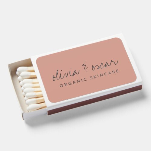 Minimalist Handwritten Script Dusty Rose Business  Matchboxes