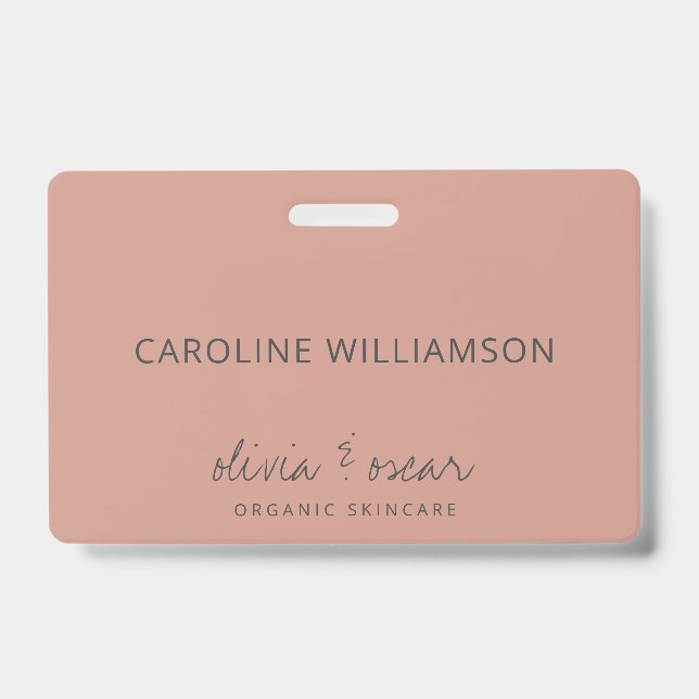 Minimalist Handwritten Script Dusty Rose Custom Badge (Front)