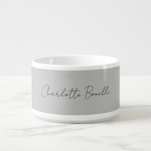 Minimalist Handwritten Script Name Grey Bowl