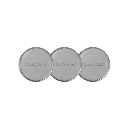 Minimalist Handwritten Script Name Grey Golf Ball Marker