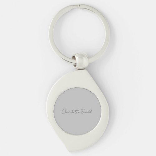 Minimalist Handwritten Script Name Grey Keychain