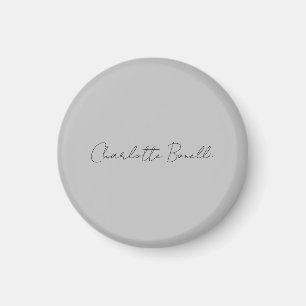 Minimalist Handwritten Script Name Grey Magnet