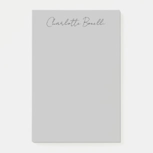 Minimalist Handwritten Script Name Grey Post-it Notes