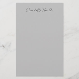 Minimalist Handwritten Script Name Grey Stationery
