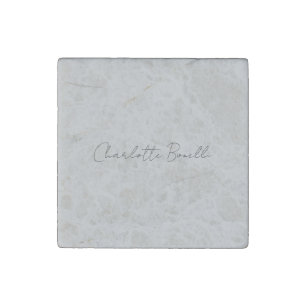 Minimalist Handwritten Script Name Grey Stone Magnet