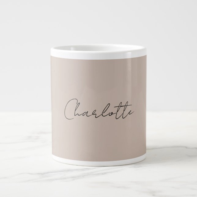 Minimalist Handwritten Script Name Modern Personal Giant Coffee Mug (Front)