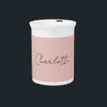 Minimalist Handwritten Script Name Rose Gold Beverage Pitcher<br><div class="desc">This template can be customized to meet all professional occupations.</div>