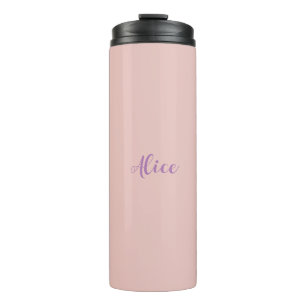 Minimalist Handwritten Script Name Rose Gold Thermal Tumbler