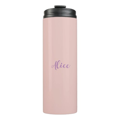 Minimalist Handwritten Script Name Rose Gold Thermal Tumbler